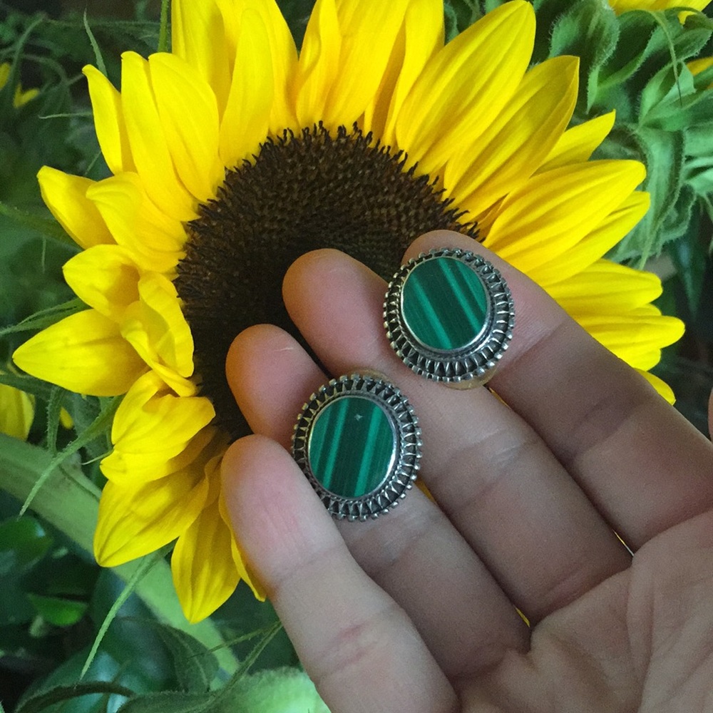 Malachite post back earrings